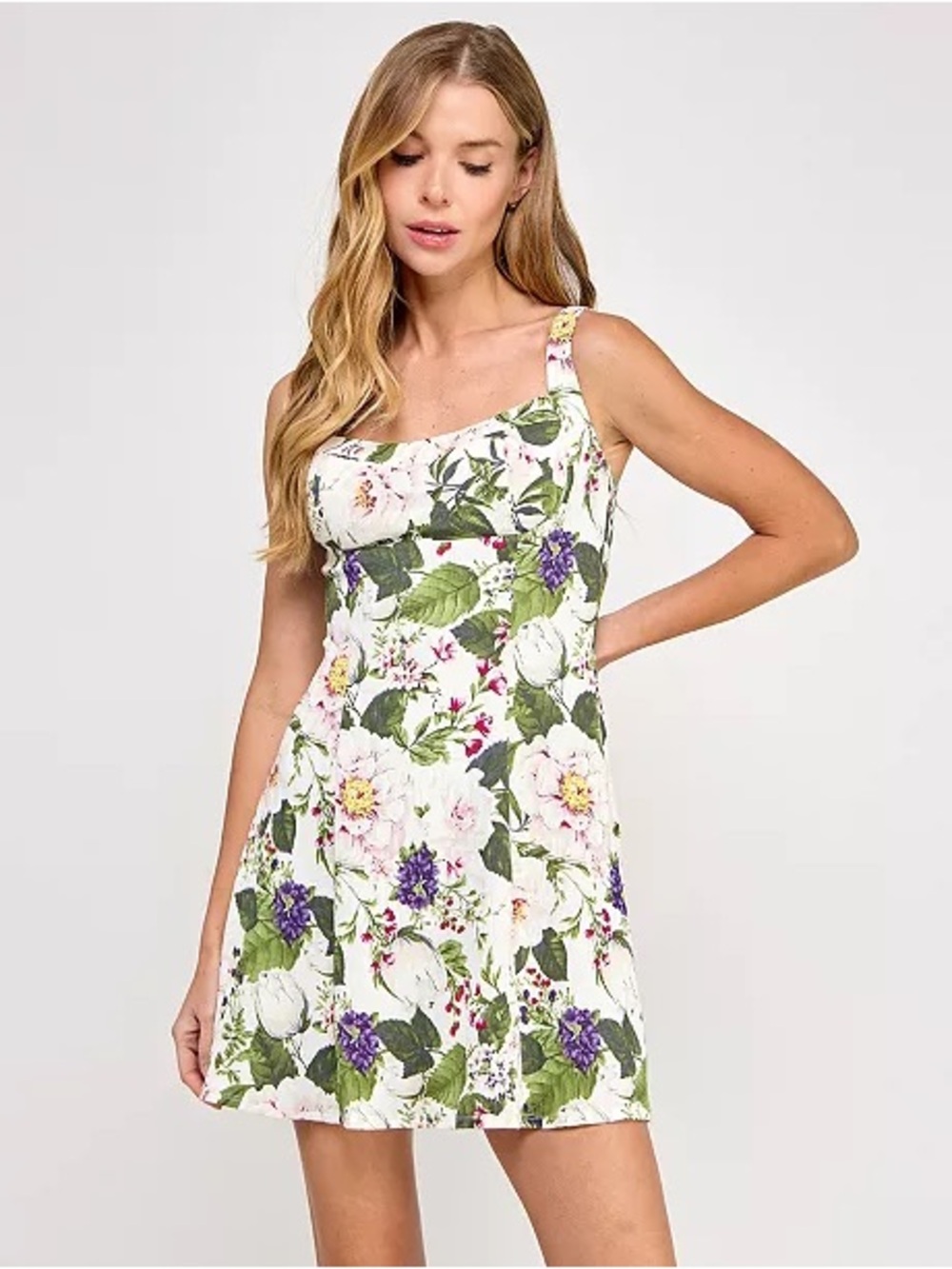SENI & CADE Juniors' Floral Scoop-Neck Sleeveless Dress size Juniors XL